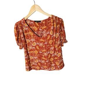 Rachel Zoe Light Weight Fairy Fall Ditsy Floral Orange Rust Goblin Boho S Nature